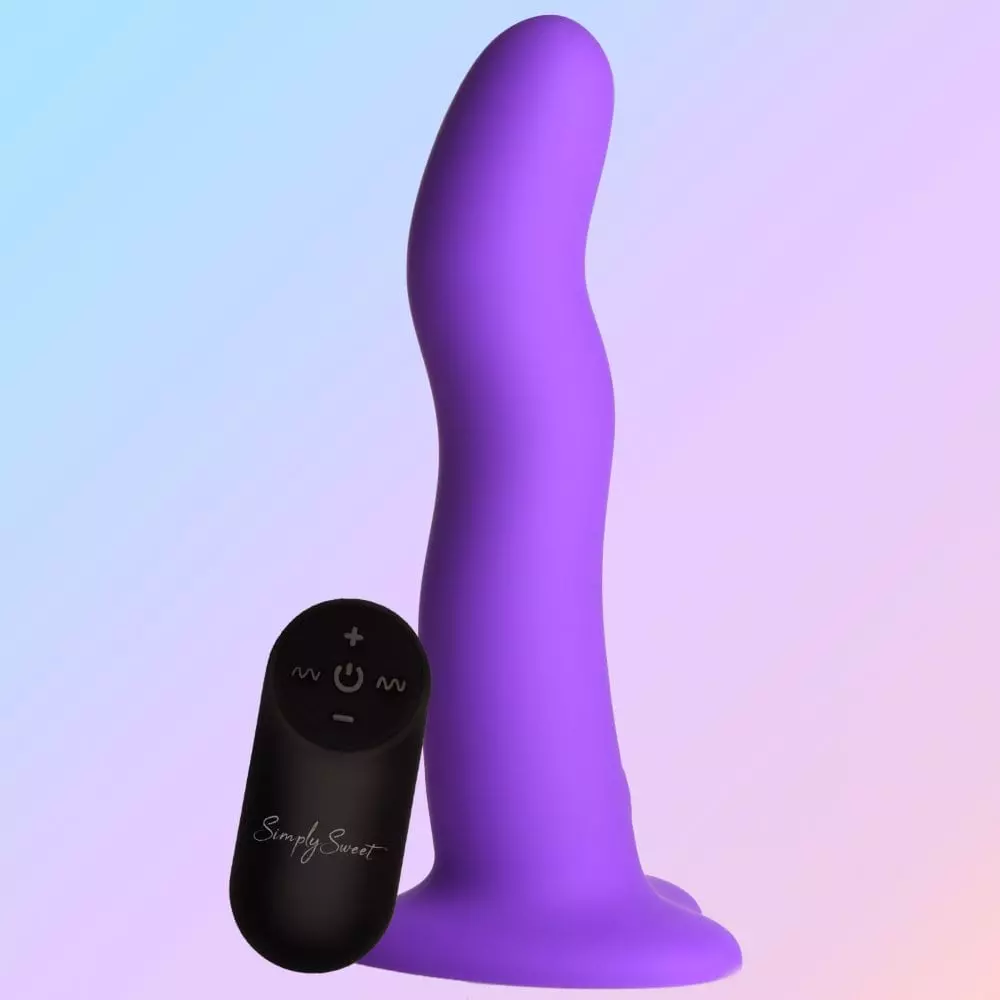 Simply Sweet 7 inch Vibrating Wavy Silicone Dildo with Remote